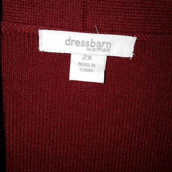 Dressbarn Woman Dark Red Open Front Cardigan (2 for $15) - Picture 4 of 7